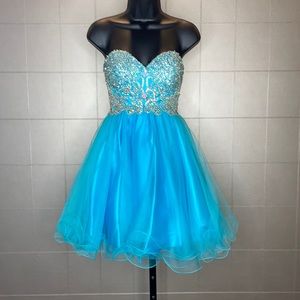 [Alyce Paris] - Strapless Beaded Bodice Prom Dress